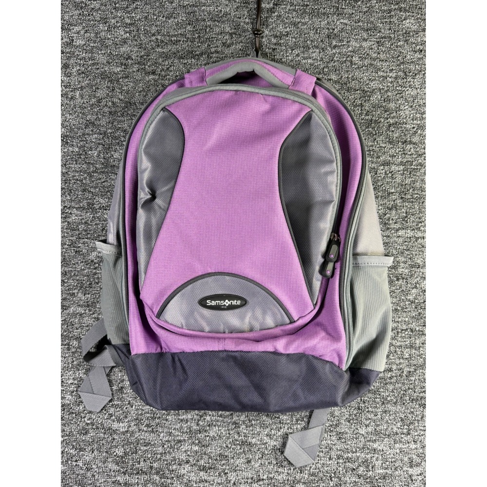 Samsonite Backpack Purple Grey Multi Compartment School Travel Bag 17in